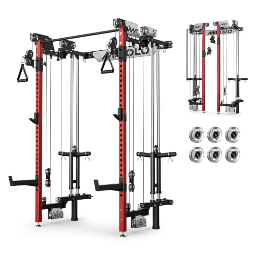 Mikolo Folding Squat Rack with Cable Crossover