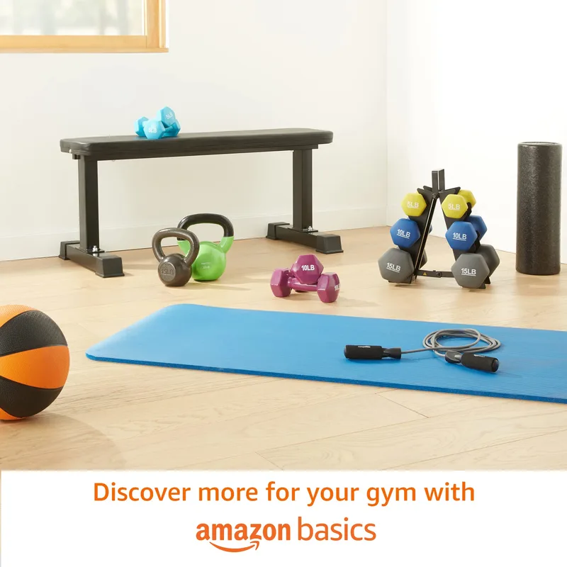 Amazon Basics Neoprene Coated Dumbbell Set with Rack