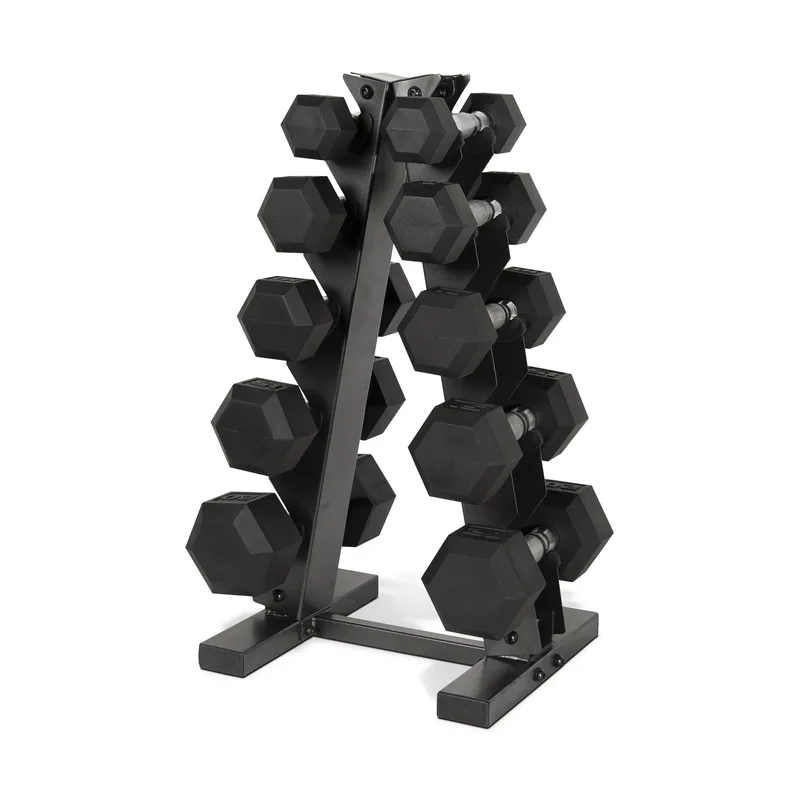 CAP Barbell 150 LB Rubber Hex Set with Rack